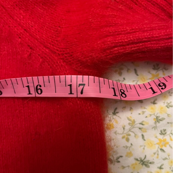 Red Angora Sweetheart Neckline Sweater - Picture 3 of 3